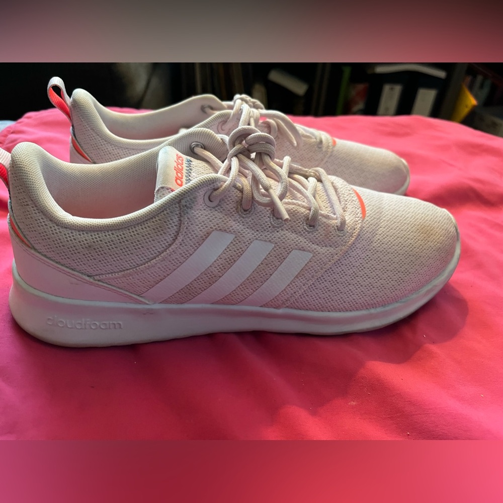 Adidas Pink and White Trainers